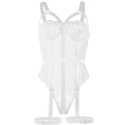 Subblime - Teddy Avec Jarretière Détail Poitrine Blanc L/Xl